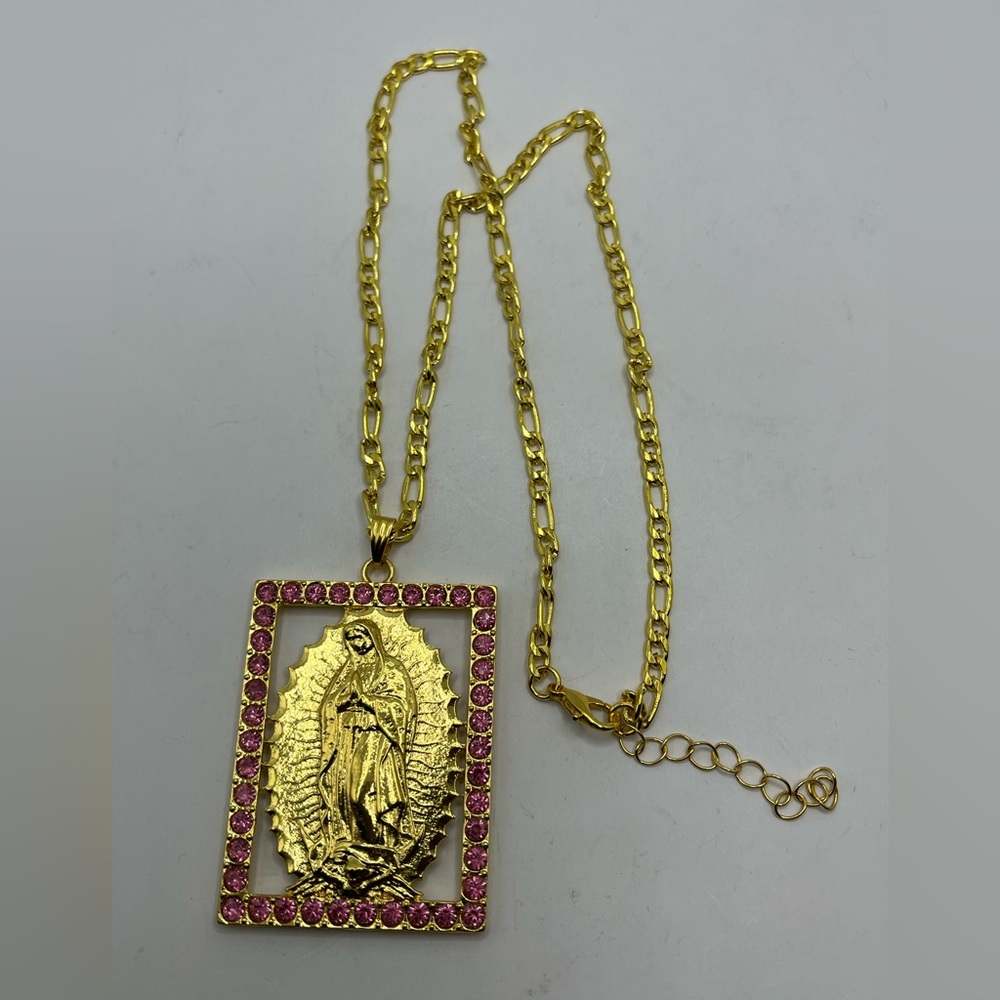 ALLOY Gold and Pink Medallion Necklace